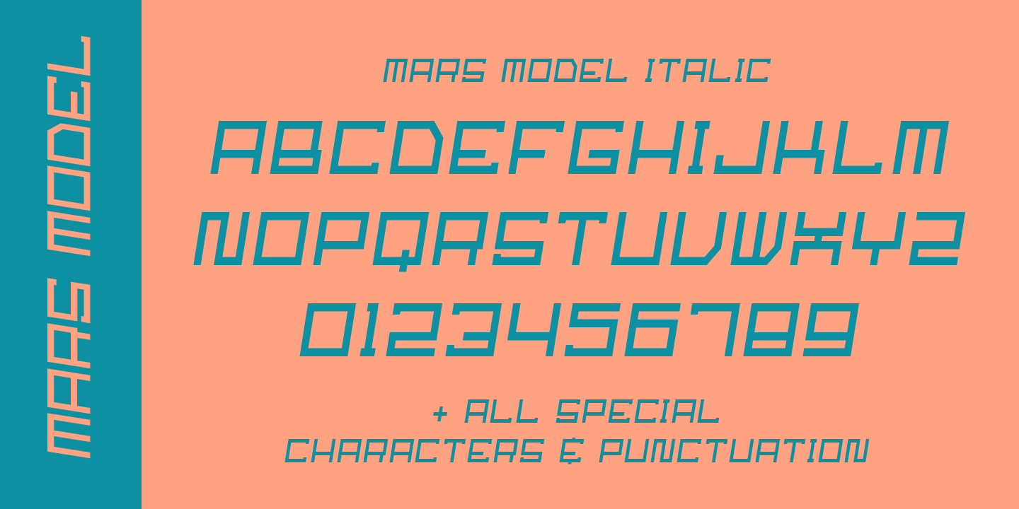 Ejemplo de fuente Mars Model Italic